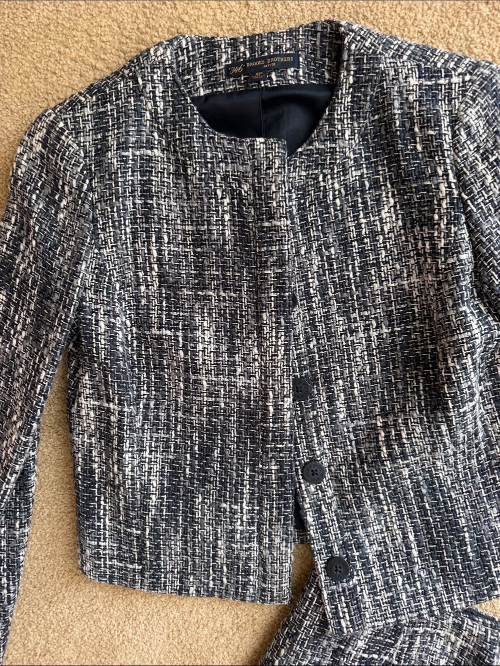 Brooks Brothers Navy and White Tweed Suit Jacket & Skirt - Picture 3 of 13
